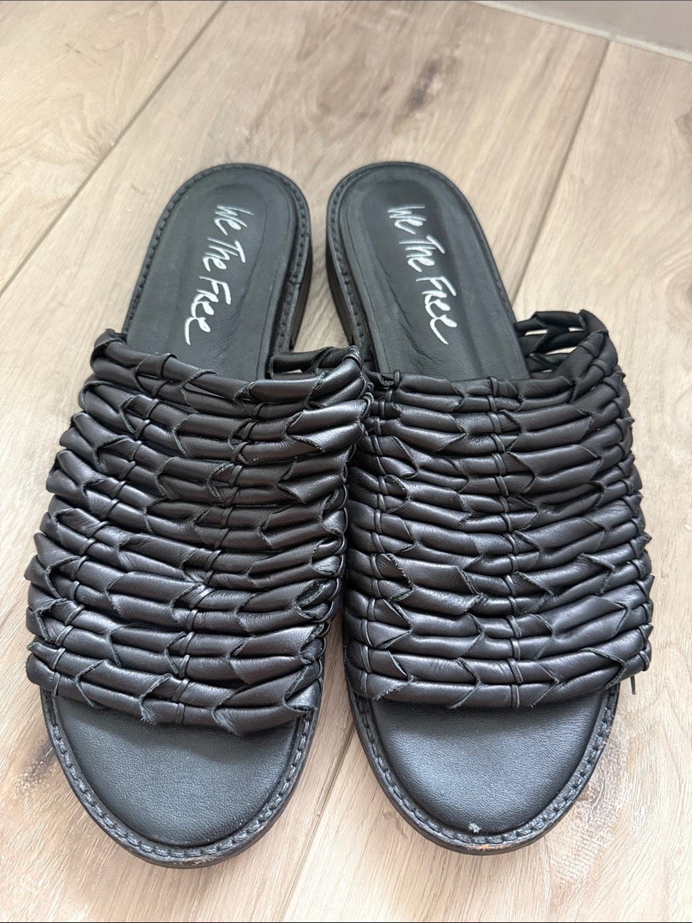 We The Free Black Braided Slide Sandals